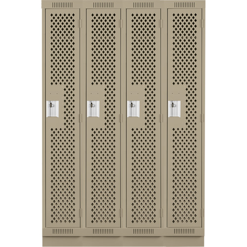 Clean Line Lockers, Bank of 4, 48" x 12" x 76", Steel, Beige, Rivet (Assembled), Perforated Solutions industrielles ALPHA