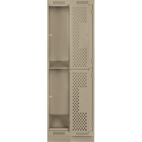 Clean Line Lockers, 2 -tier, Bank of 2, 24" x 15" x 76", Steel, Beige, Rivet (Assembled), Perforated Solutions industrielles ALPHA