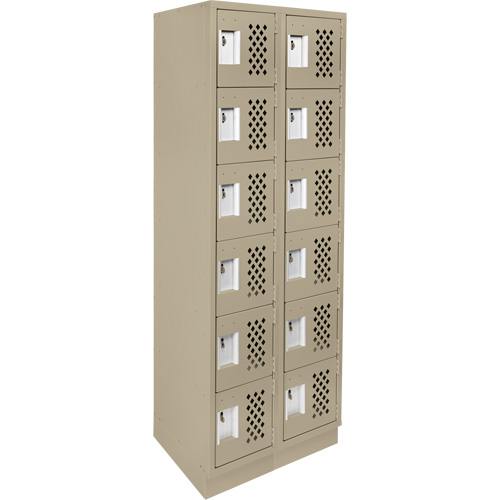 Assembled Lockerettes Clean Line Perforated Economy Lockers, 6 -tier, Bank of 2, 18" x 72" x 12", Steel Solutions industrielles ALPHA