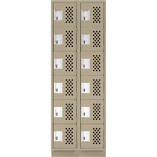 Assembled Lockerettes Clean Line Perforated Economy Lockers, 6 -tier, Bank of 2, 18" x 72" x 12", Steel Solutions industrielles ALPHA