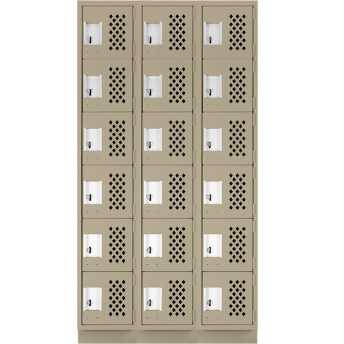 Assembled Lockerettes Clean Line Perforated Economy Lockers, 6 -tier, Bank of 3, 18" x 72" x 12", Steel Solutions industrielles ALPHA