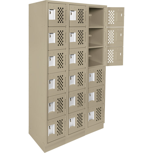 Assembled Lockerettes Clean Line Perforated Economy Lockers, 6 -tier, Bank of 3, 18" x 72" x 12", Steel Solutions industrielles ALPHA
