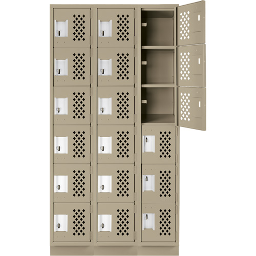 Assembled Lockerettes Clean Line Perforated Economy Lockers, 6 -tier, Bank of 3, 18" x 72" x 12", Steel Solutions industrielles ALPHA