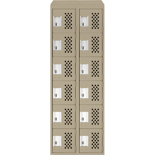 Assembled Lockerettes Clean Line Perforated Economy Lockers, 6 -tier, Bank of 2, 18" x 72" x 12", Steel Solutions industrielles ALPHA