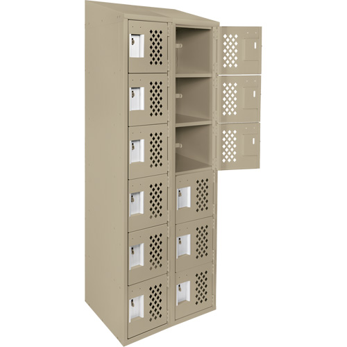 Assembled Lockerettes Clean Line Perforated Economy Lockers, 6 -tier, Bank of 2, 18" x 72" x 12", Steel Solutions industrielles ALPHA