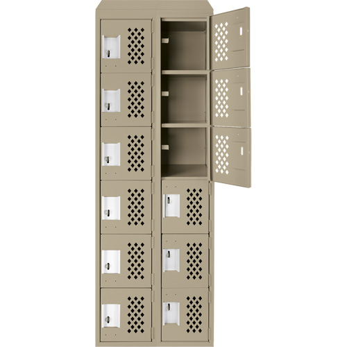 Assembled Lockerettes Clean Line Perforated Economy Lockers, 6 -tier, Bank of 2, 18" x 72" x 12", Steel Solutions industrielles ALPHA