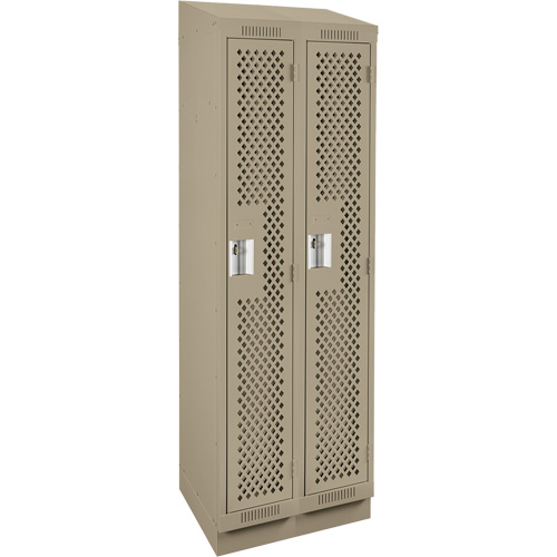 Clean Line Lockers, Bank of 2, 24" x 18" x 82", Steel, Beige, Rivet (Assembled), Perforated Solutions industrielles ALPHA