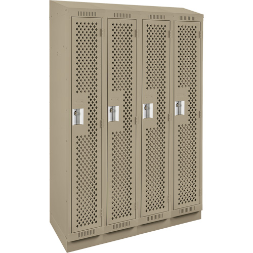 Clean Line Lockers, Bank of 4, 48" x 18" x 82", Steel, Beige, Rivet (Assembled), Perforated Solutions industrielles ALPHA