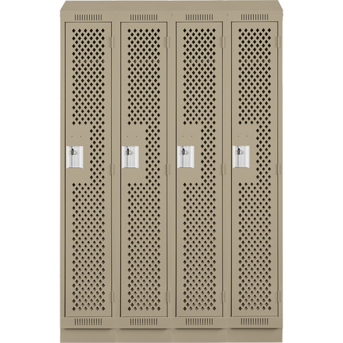 Clean Line Lockers, Bank of 4, 48" x 18" x 82", Steel, Beige, Rivet (Assembled), Perforated Solutions industrielles ALPHA