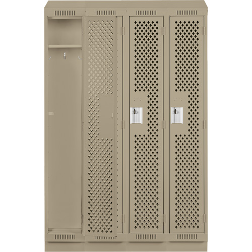 Clean Line Lockers, Bank of 4, 48" x 18" x 82", Steel, Beige, Rivet (Assembled), Perforated Solutions industrielles ALPHA
