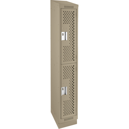 Clean Line Lockers, 2 -tier, 12" x 15" x 82", Steel, Beige, Rivet (Assembled), Perforated Solutions industrielles ALPHA