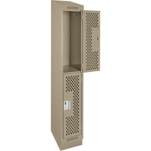 Clean Line Lockers, 2 -tier, 12" x 15" x 82", Steel, Beige, Rivet (Assembled), Perforated Solutions industrielles ALPHA