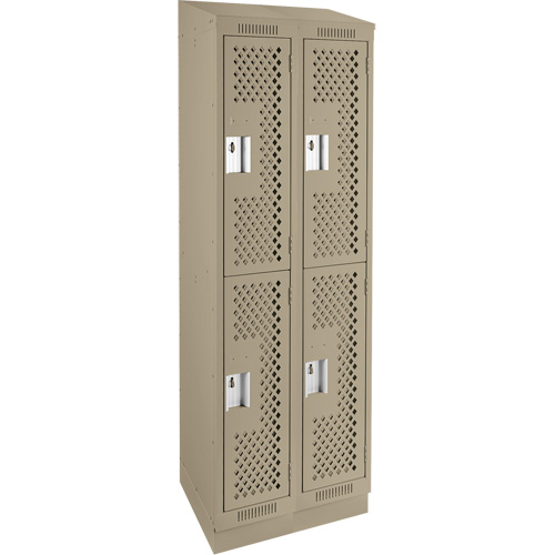 Casiers Clean Line, 2 niveaux, Bloc de 2, 24" x 15" x 82", Acier, Beige, Rivet (assembl&eacute;), Perfor&eacute; Solutions industrielles ALPHA