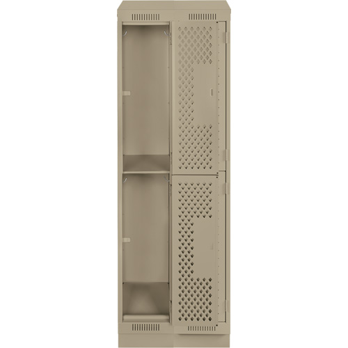 Casiers Clean Line, 2 niveaux, Bloc de 2, 24" x 15" x 82", Acier, Beige, Rivet (assembl&eacute;), Perfor&eacute; Solutions industrielles ALPHA