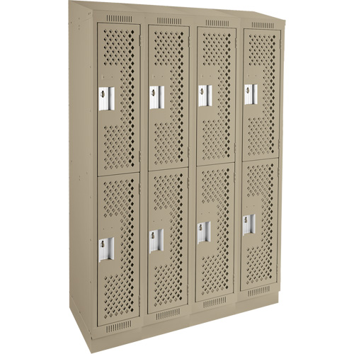 Clean Line Lockers, 2 -tier, Bank of 4, 48" x 15" x 82", Steel, Beige, Rivet (Assembled), Perforated Solutions industrielles ALPHA
