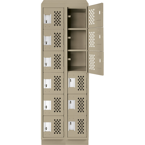 Petit casier perfor&eacute; Clean-Line, 6 niveaux, Bloc de 2, 15" x 72" x 12", Acier Solutions industrielles ALPHA