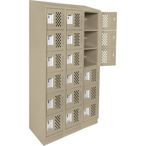 Clean-Line Perforated Lockerette, 6 -tier, Bank of 3, 15" x 72" x 12", Steel Solutions industrielles ALPHA