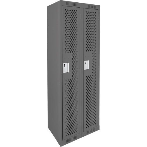 Clean Line Lockers, Bank of 2, 24" x 15" x 72", Steel, Charcoal, Rivet (Assembled), Perforated Solutions industrielles ALPHA