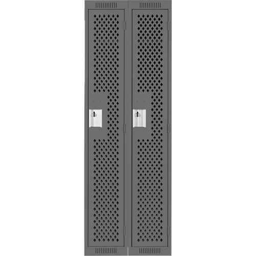 Clean Line Lockers, Bank of 2, 24" x 15" x 72", Steel, Charcoal, Rivet (Assembled), Perforated Solutions industrielles ALPHA