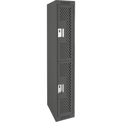 Clean Line Lockers, 2 -tier, 12" x 12" x 72", Steel, Charcoal, Rivet (Assembled), Perforated Solutions industrielles ALPHA