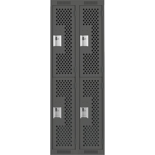 Casiers Clean Line, 2 niveaux, Bloc de 2, 24" x 12" x 72", Acier, Charbon, Rivet (assembl&eacute;), Perfor&eacute; Solutions industrielles ALPHA