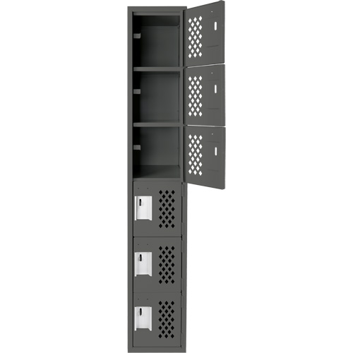 Assembled Lockerettes Clean Line Perforated Economy Lockers, 6 -tier, 18" x 72" x 12", Steel Solutions industrielles ALPHA