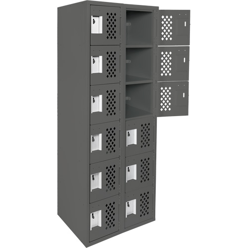 Assembled Lockerettes Clean Line Perforated Economy Lockers, 6 -tier, Bank of 2, 18" x 72" x 12", Steel Solutions industrielles ALPHA