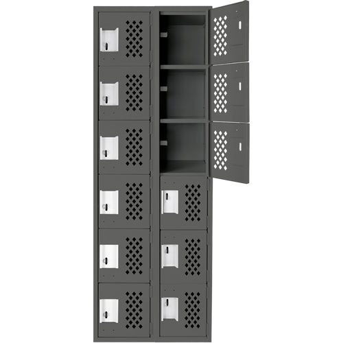 Assembled Lockerettes Clean Line Perforated Economy Lockers, 6 -tier, Bank of 2, 18" x 72" x 12", Steel Solutions industrielles ALPHA