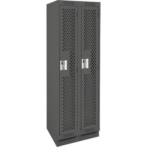 Clean Line Lockers, Bank of 2, 24" x 12" x 76", Steel, Charcoal, Rivet (Assembled), Perforated Solutions industrielles ALPHA