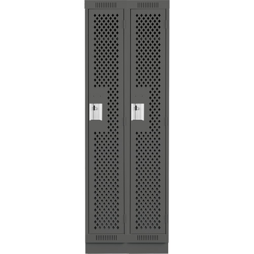 Clean Line Lockers, Bank of 2, 24" x 12" x 76", Steel, Charcoal, Rivet (Assembled), Perforated Solutions industrielles ALPHA