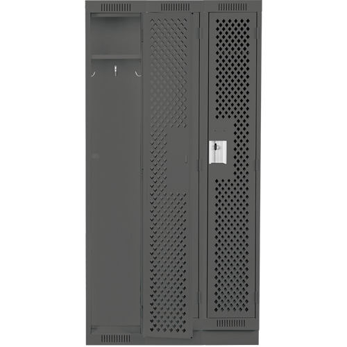 Clean Line Lockers, Bank of 3, 36" x 12" x 76", Steel, Charcoal, Rivet (Assembled), Perforated Solutions industrielles ALPHA