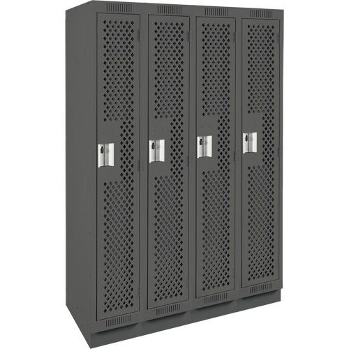Clean Line Lockers, Bank of 4, 48" x 12" x 76", Steel, Charcoal, Rivet (Assembled), Perforated Solutions industrielles ALPHA