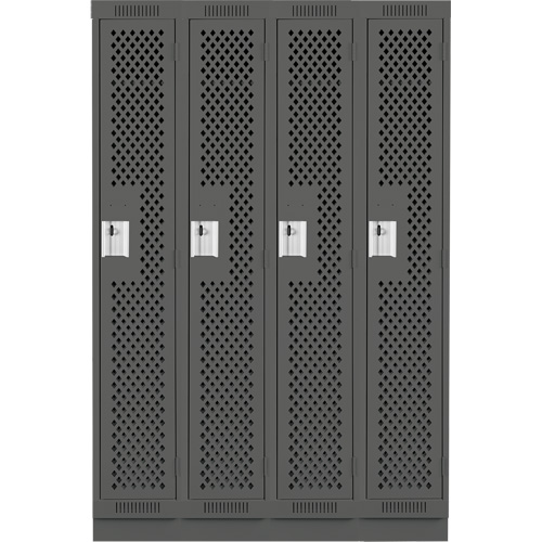 Clean Line Lockers, Bank of 4, 48" x 12" x 76", Steel, Charcoal, Rivet (Assembled), Perforated Solutions industrielles ALPHA