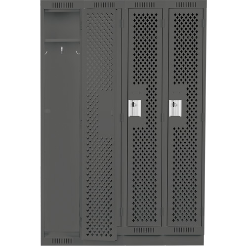 Clean Line Lockers, Bank of 4, 48" x 12" x 76", Steel, Charcoal, Rivet (Assembled), Perforated Solutions industrielles ALPHA