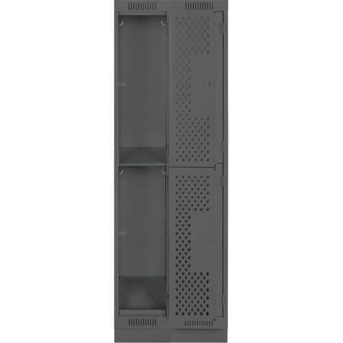 Clean Line Lockers, 2 -tier, Bank of 2, 24" x 15" x 76", Steel, Charcoal, Rivet (Assembled), Perforated Solutions industrielles ALPHA