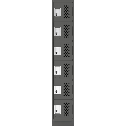 Assembled Lockerettes Clean Line Perforated Economy Lockers, 6 -tier, 18" x 72" x 12", Steel Solutions industrielles ALPHA