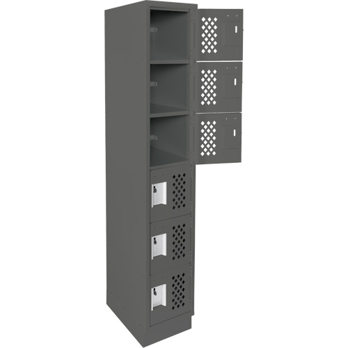 Assembled Lockerettes Clean Line Perforated Economy Lockers, 6 -tier, 18" x 72" x 12", Steel Solutions industrielles ALPHA