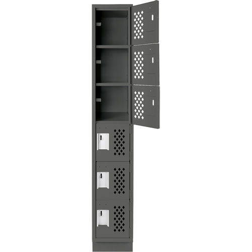 Assembled Lockerettes Clean Line Perforated Economy Lockers, 6 -tier, 18" x 72" x 12", Steel Solutions industrielles ALPHA