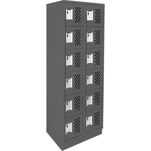 Assembled Lockerettes Clean Line Perforated Economy Lockers, 6 -tier, Bank of 2, 18" x 72" x 12", Steel Solutions industrielles ALPHA