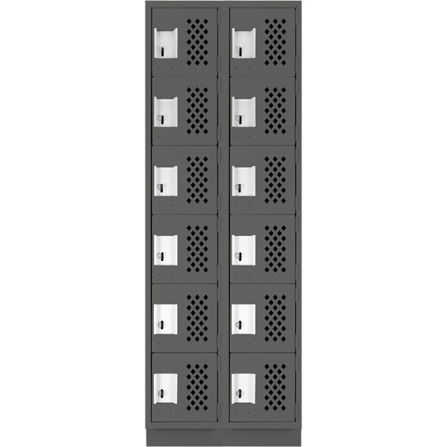 Assembled Lockerettes Clean Line Perforated Economy Lockers, 6 -tier, Bank of 2, 18" x 72" x 12", Steel Solutions industrielles ALPHA