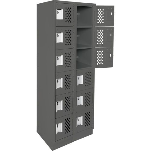 Assembled Lockerettes Clean Line Perforated Economy Lockers, 6 -tier, Bank of 2, 18" x 72" x 12", Steel Solutions industrielles ALPHA