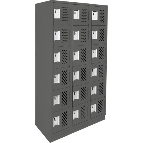 Assembled Lockerettes Clean Line Perforated Economy Lockers, 6 -tier, Bank of 3, 18" x 72" x 12", Steel Solutions industrielles ALPHA