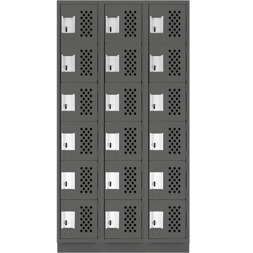Assembled Lockerettes Clean Line Perforated Economy Lockers, 6 -tier, Bank of 3, 18" x 72" x 12", Steel Solutions industrielles ALPHA
