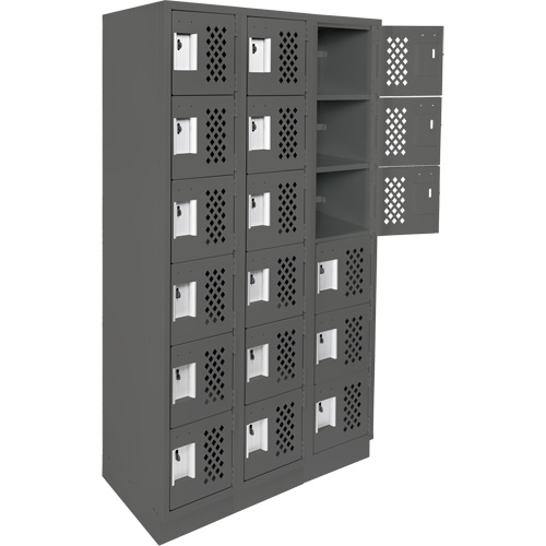 Assembled Lockerettes Clean Line Perforated Economy Lockers, 6 -tier, Bank of 3, 18" x 72" x 12", Steel Solutions industrielles ALPHA