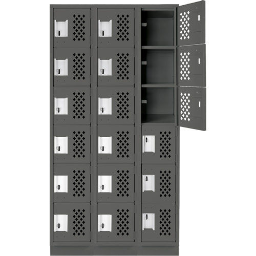 Assembled Lockerettes Clean Line Perforated Economy Lockers, 6 -tier, Bank of 3, 18" x 72" x 12", Steel Solutions industrielles ALPHA