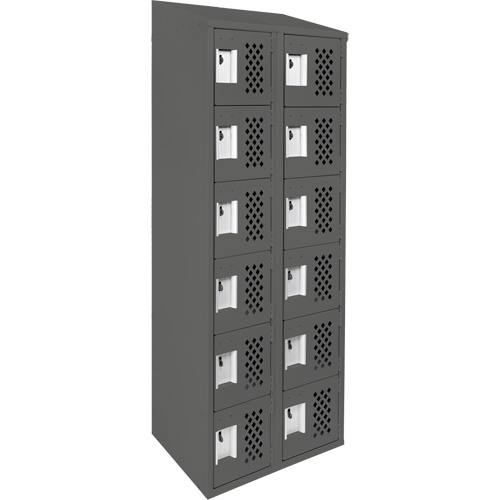 Assembled Lockerettes Clean Line Perforated Economy Lockers, 6 -tier, Bank of 2, 18" x 72" x 12", Steel Solutions industrielles ALPHA