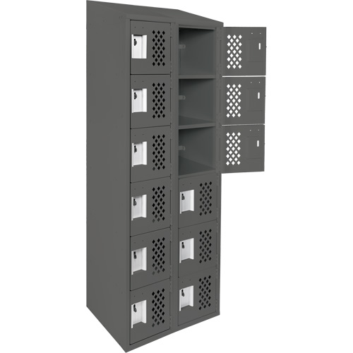 Assembled Lockerettes Clean Line Perforated Economy Lockers, 6 -tier, Bank of 2, 18" x 72" x 12", Steel Solutions industrielles ALPHA