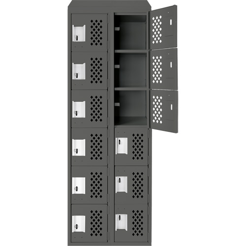 Assembled Lockerettes Clean Line Perforated Economy Lockers, 6 -tier, Bank of 2, 18" x 72" x 12", Steel Solutions industrielles ALPHA