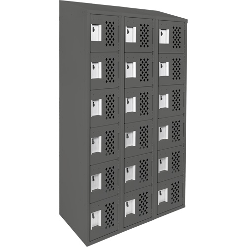 Assembled Lockerettes Clean Line Perforated Economy Lockers, 6 -tier, Bank of 3, 18" x 72" x 12", Steel Solutions industrielles ALPHA