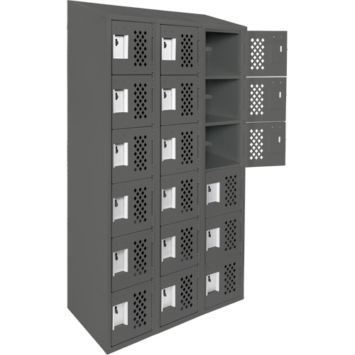 Assembled Lockerettes Clean Line Perforated Economy Lockers, 6 -tier, Bank of 3, 18" x 72" x 12", Steel Solutions industrielles ALPHA